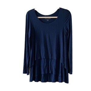 Soft Surroundings Womens Size XS Blue Tiered Stretch Blouse Top